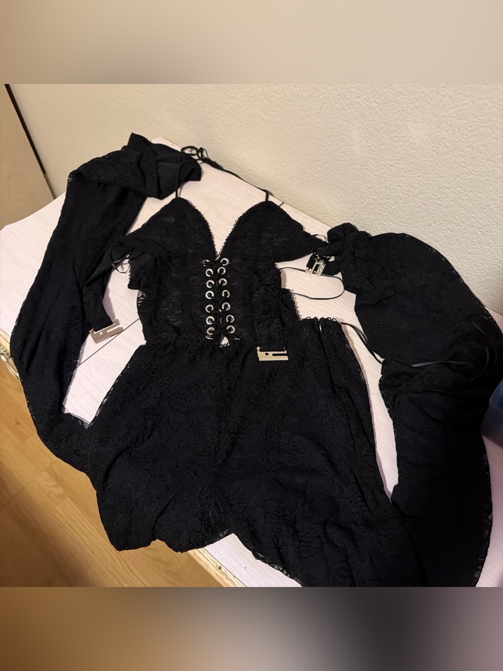 Fashion Nova Black Lace Corset Jumpsuit
